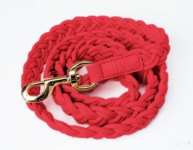 Dog Lead Ruby Red Plaited